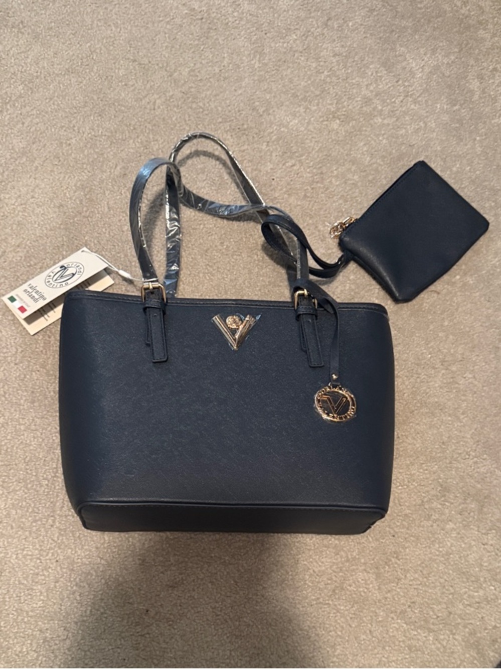 Dark Navy Valentino Orlandi Purse with Coin Pouch